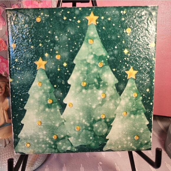 DECOUPAGE CANVAS PRINTS CHRISTMAS TREES 🌲 - Picture 1 of 1